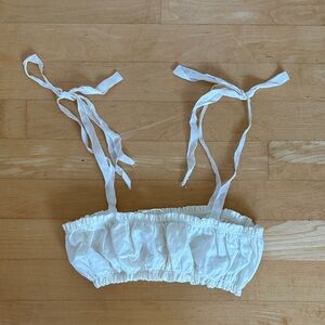 ARE YOU AM I White Ruffled Bandeau